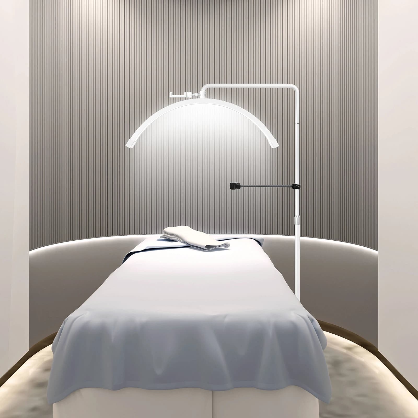 FOSOTO 45W Led Lash Light Fotografia Video Mezza Luna Anello luminoso con clip per telefono per tatuaggio Salone di bellezza Ciglia per unghie
