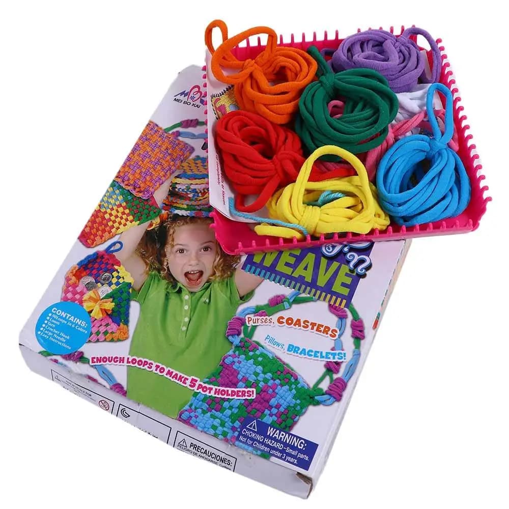 Handcraft Pot Holder Loom Knitting Kits Loom Frame Rope Ring Weaving Potholder Loops Crafts Kit Colorful Crafting Kit