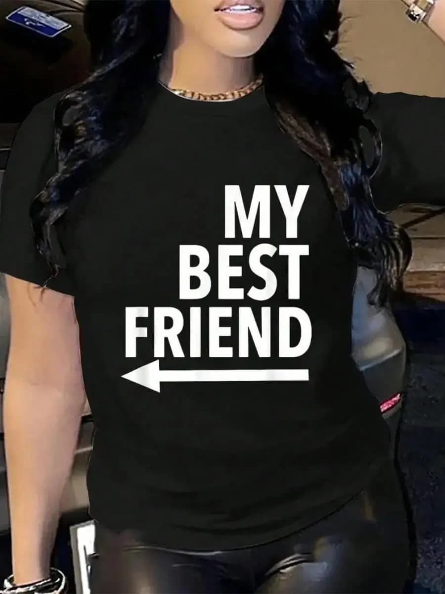 100_ Cotton My Best Friend With Arrow Right T-Shirt Men s Women s Soft Breathable Tee Classic Fashion Summer Tops Printing Short Sleeve T-Shirt