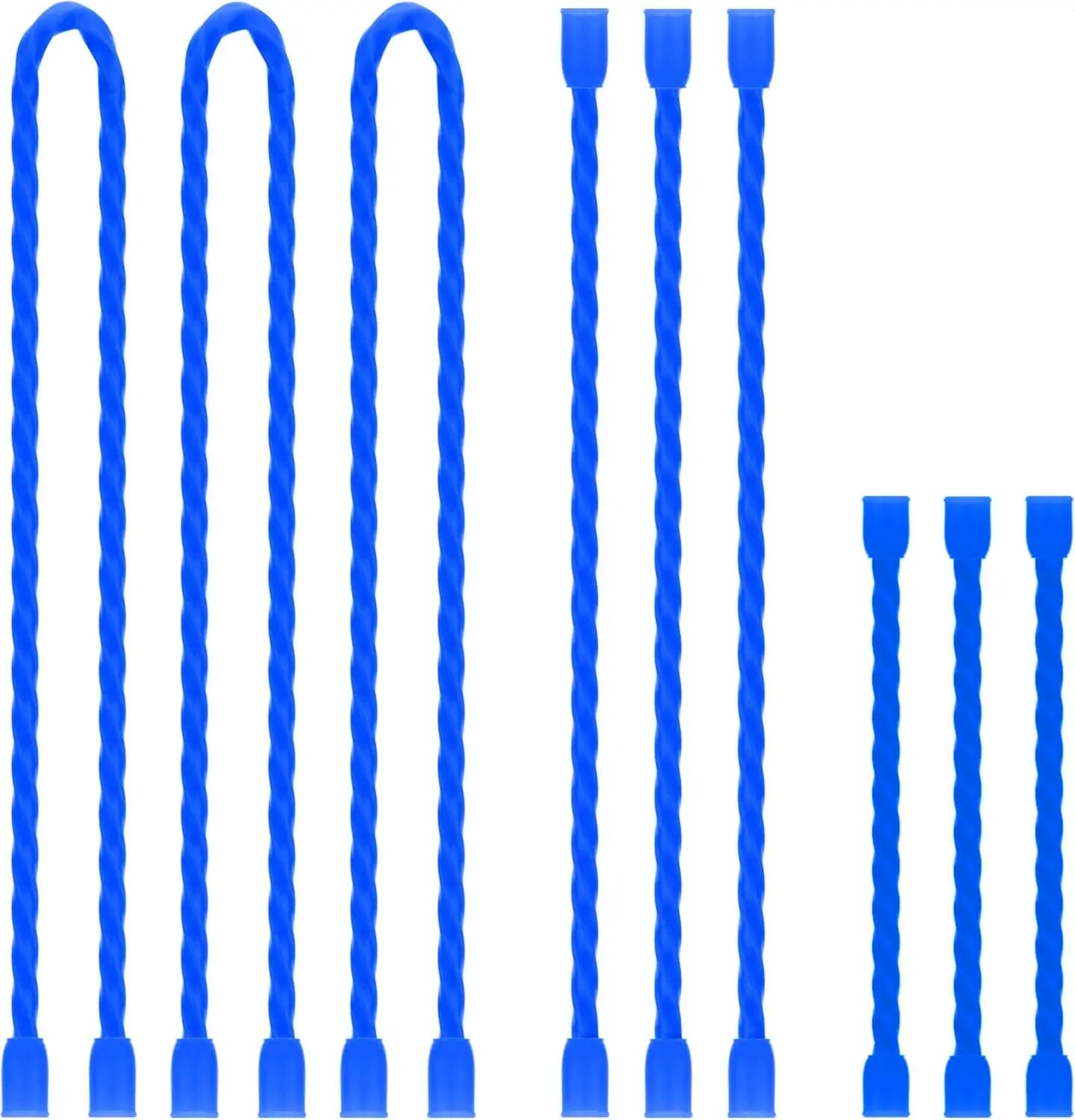 9Pcs 3-12 Inch Silicone Cable Ties Reusable Steel-Core Twist Gear Tie Straps for Bundling and Organizing, Bendable Holder Strap for Indoor/Outdoor, Blue
