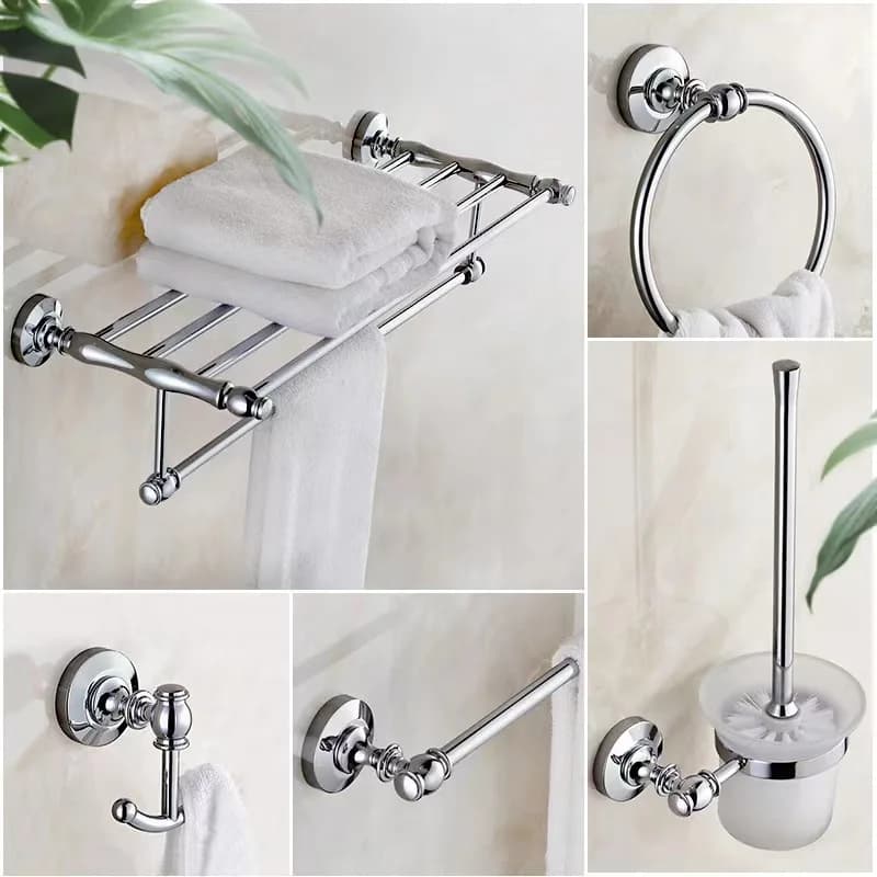 Accessori per il bagno in ottone lucido cromato Set di Hardware portasciugamani portasciugamani porta carta igienica scopino portasapone