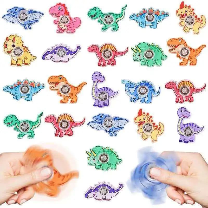 50-10PCS Cartoon Acrylic Dinosaur Fidget Spinner Stress Relief ADHD Autism Anxiety Toys For Kids Rewards Birthday Party Favors