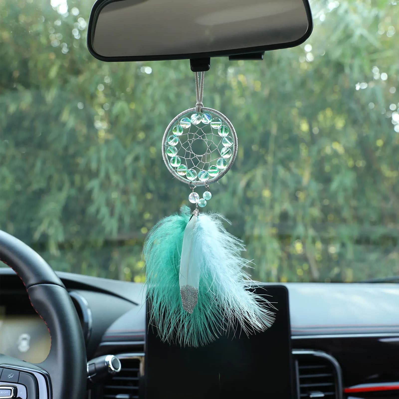 High-end Crystal Blue Feather Wind Chime Pendant For Dream Catchers, Car Accessories, Backpack Hanging Decorations