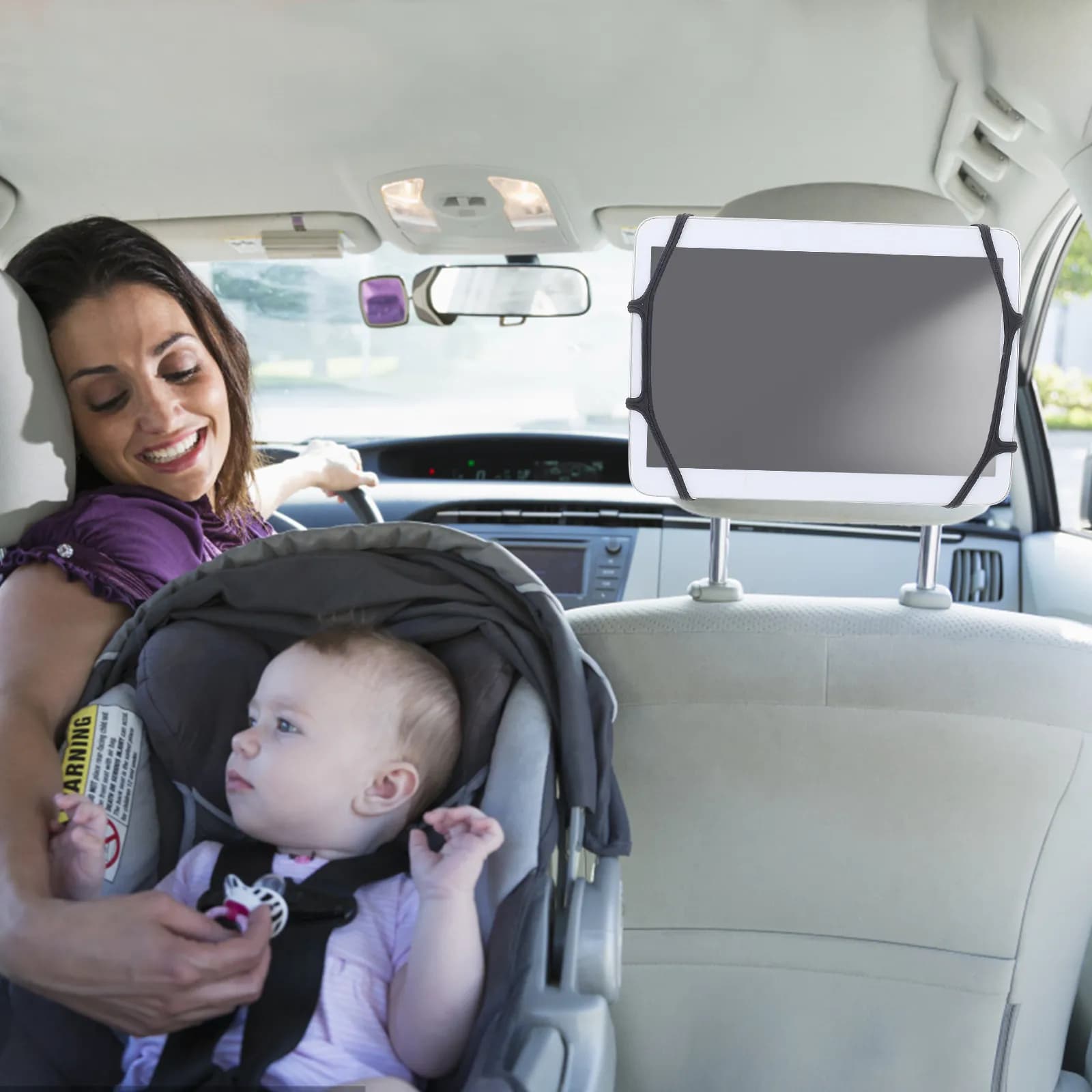 Retractable Car Headrest Tablet Holder Adjustable Telescopic Arm Compatible with 7-10.5 Inch Tablets Secure Grip No-Slip Seat