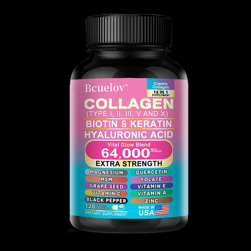 Peptidi di Collagene Tipi I, II, III, V e X, Biotina, Cheratina, Acido Ialuronico, MSM, Vitamine - Salute di Pelle, Unghie e Articolazioni, Anti-Invecchiamento