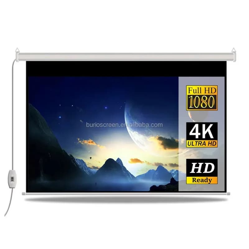 Ceiling Hanging Projector Screen Electric Folding ALR Screen Electric Automatic Projection Screen with Remote Control
