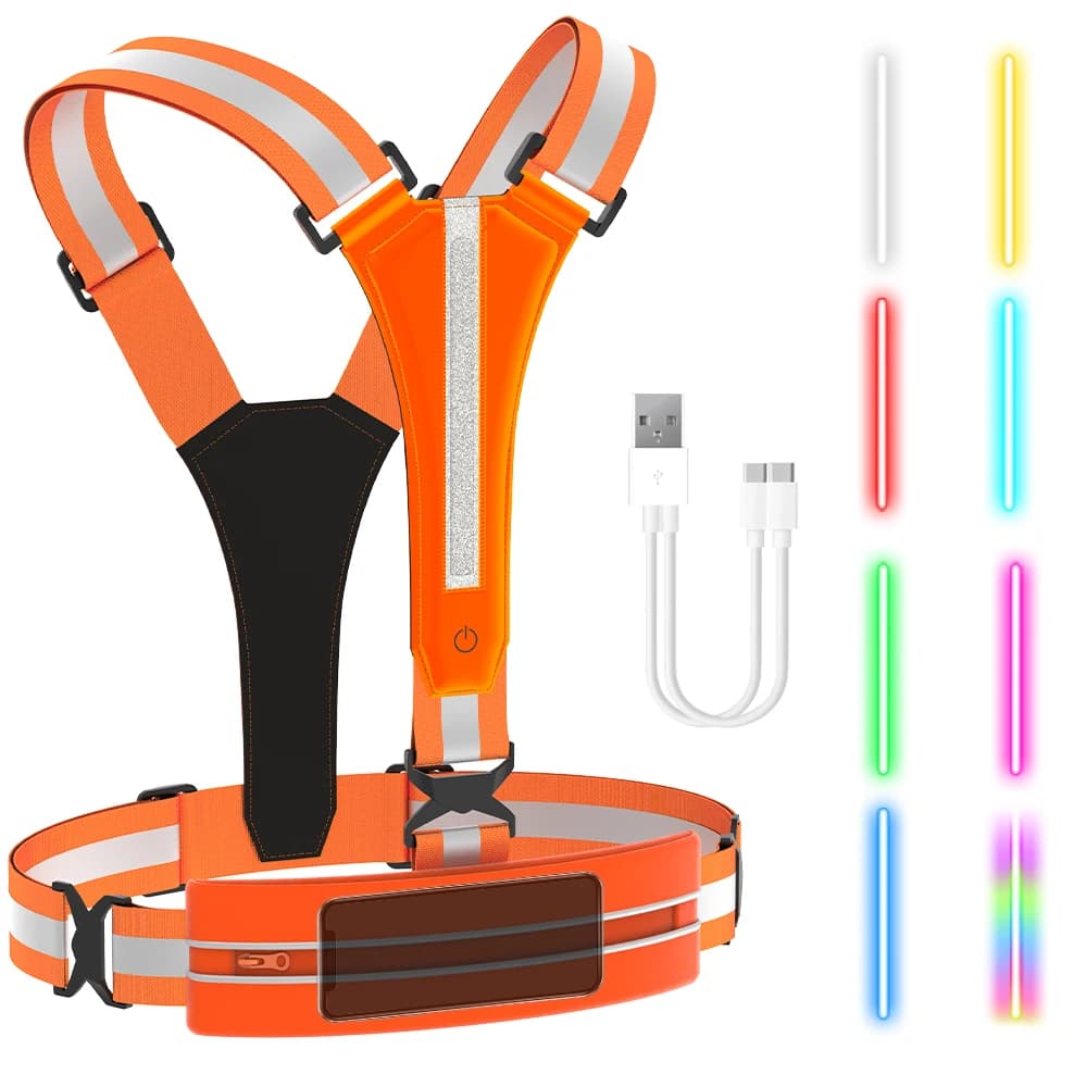Reflective LED Vest Reflective Cycling Vest Vest Flashing Electric Scooter Rechargeable LED Vest USB Running Jogging Fish