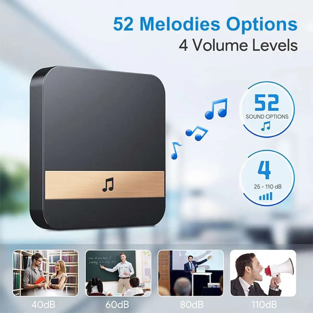 AC 90-260V Smart Campanello per interni Carillon Wireless 300M Campanello per porta US EU AU UK Plug App di controllo per EKEN V5 V6 V7 M3