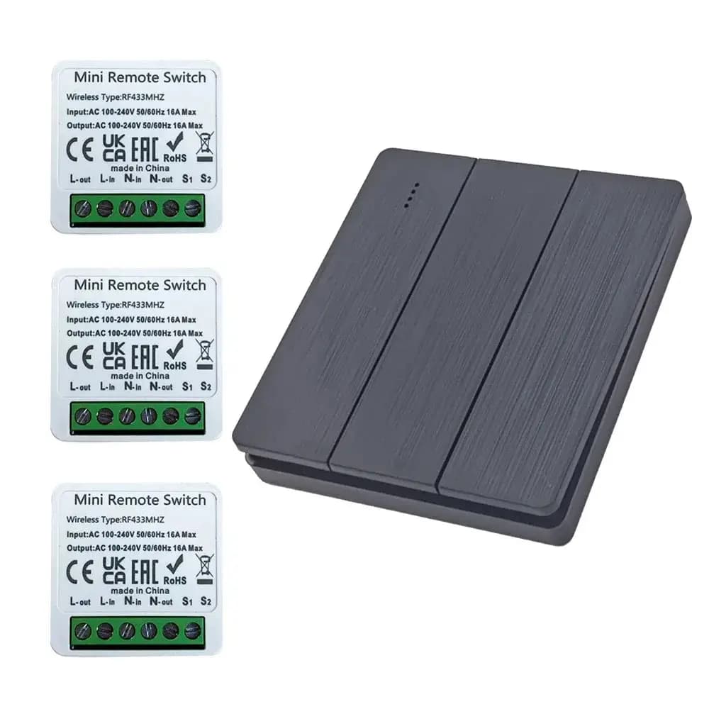 433 Mhz RF Wireless Smart Switch Light 86 Interruttore da pannello a parete con telecomando Mini ricevitore relè Lampada a luce LED per la casa Ventilatore