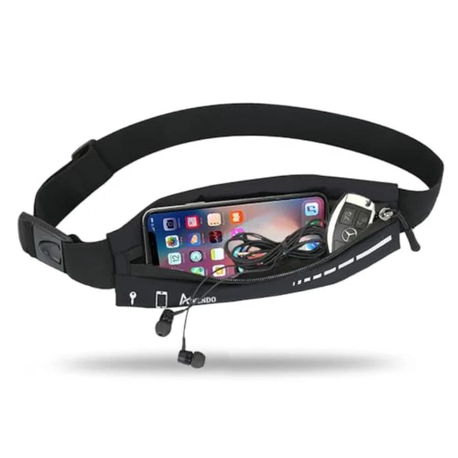 Slim Running Belt for Women Men, Runners Fanny Pack Phone Holder, Running Pouch Waist bag for Workout Jogging, Money Belt Runni
