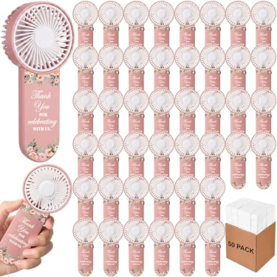 50pcs Wedding Handheld Fans for Guest Mini Portable Fans Bulk Thank You for Celebrating with Us Gifts for Summer Bridal Shower