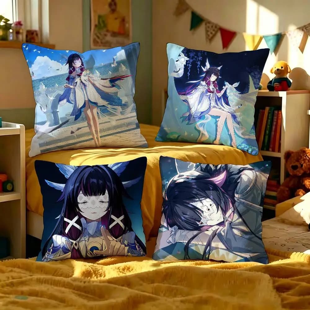 Genshin Impact Columbina Pillow Cushion Cover Pillowcase Living Room Sofa Home Decor Customized