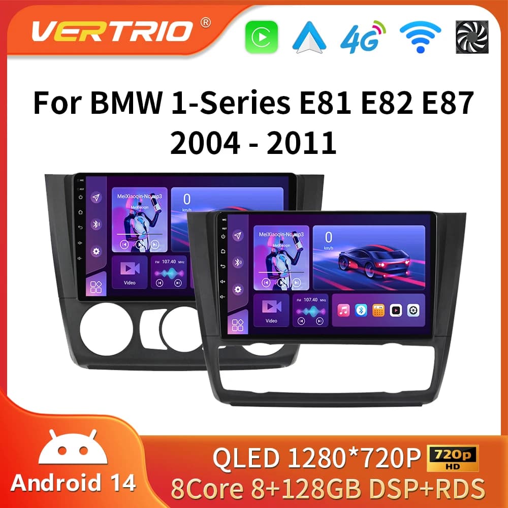 Android 16 For BMW 1-Series 1 Series E87 E81 E82 E88 2004-2011 Android Auto Wireless Carplay Navigation GPS Multimedia Player 4G