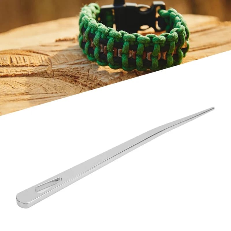 Ago da maglia per paracord da esterno in acciaio inossidabile, strumento fai-da-te per cucire braccialetti e laccetti per borse da viaggio