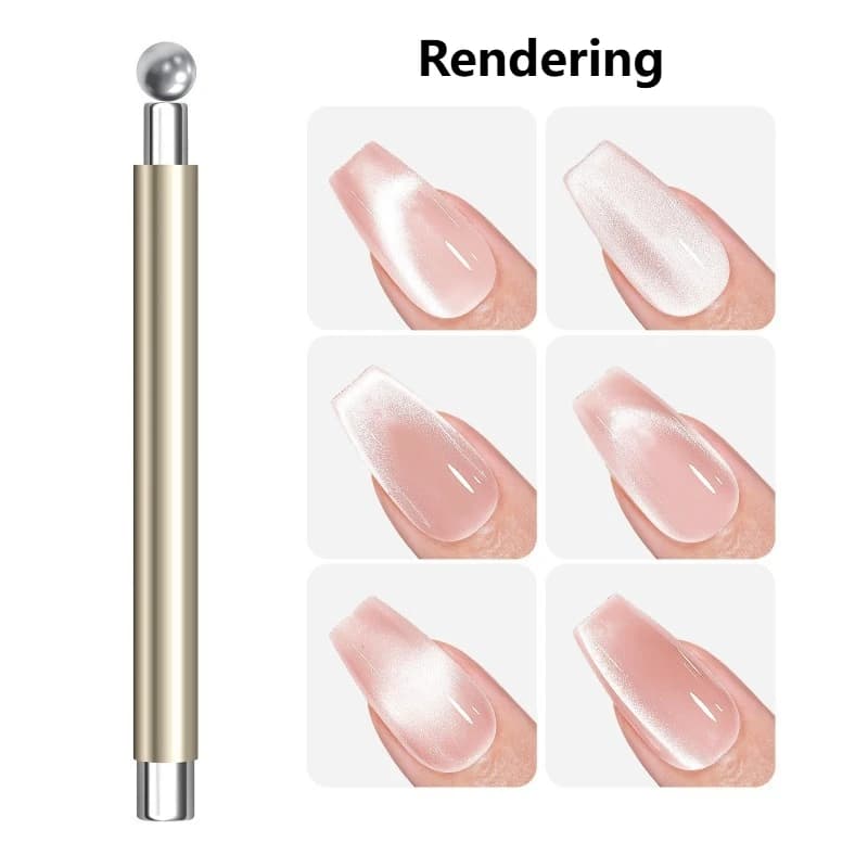 Double Head Magnetic Pen for Gel Nail Effect 3D Cat Eye, Instrument Set with Magnetic Ball and Nail Stick