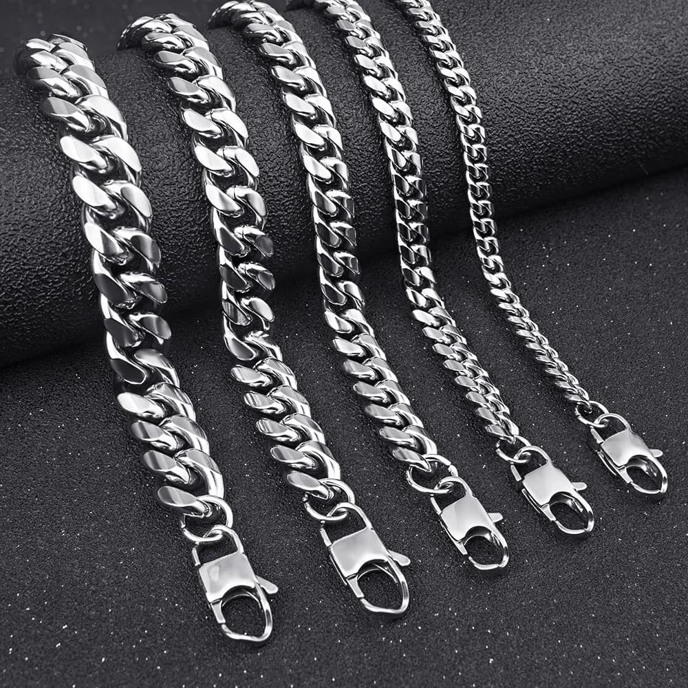 Collana a catena cubana impermeabile in acciaio inossidabile con chiusura quadrata per uomo, gioielli punk con catena spessa e pesante 8/10/12/14MM