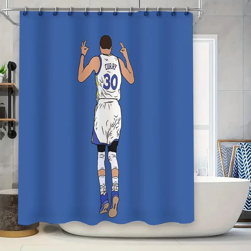 Stephen Curry Shower Curtain Basketball Player Backdrop Sports Decor Washable Bathroom Curtain Modern Home Decor Artistic Design