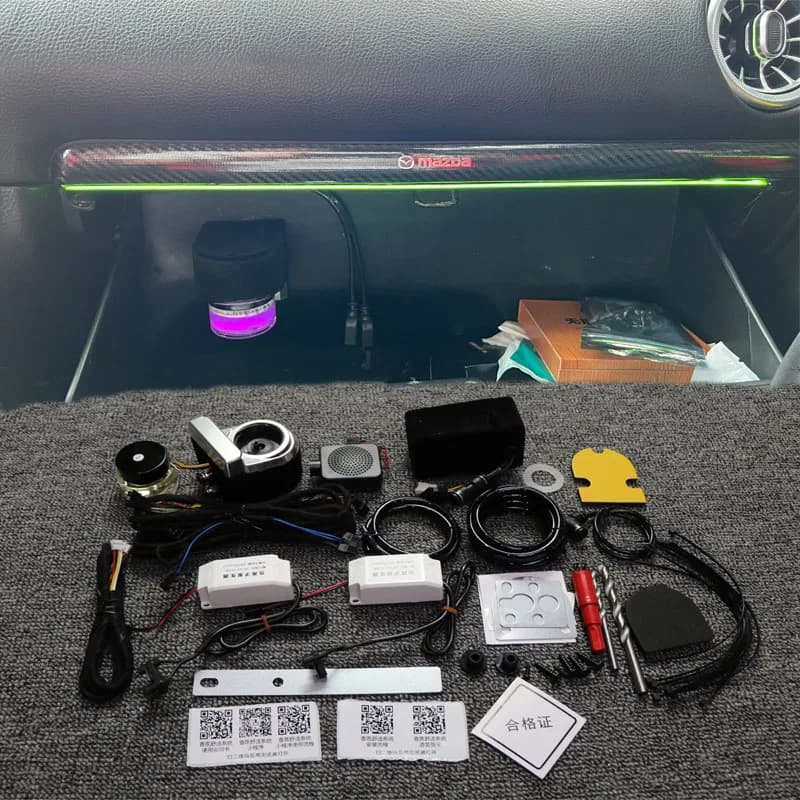 Smart car fragrance system with plasma purification and air conditioning control version, car deodorant perfume