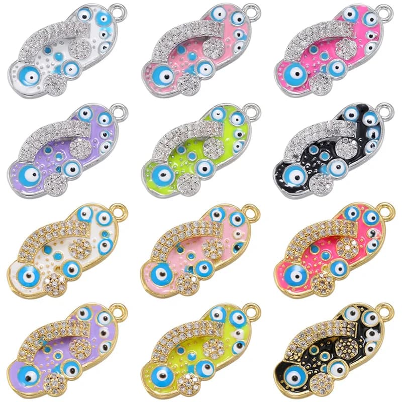ZHUKOU mini pantofole da spiaggia ciondolo ciondoli in cristallo smaltato per le donne orecchini fatti a mano accessori per gioielli che fanno risultati VD1127