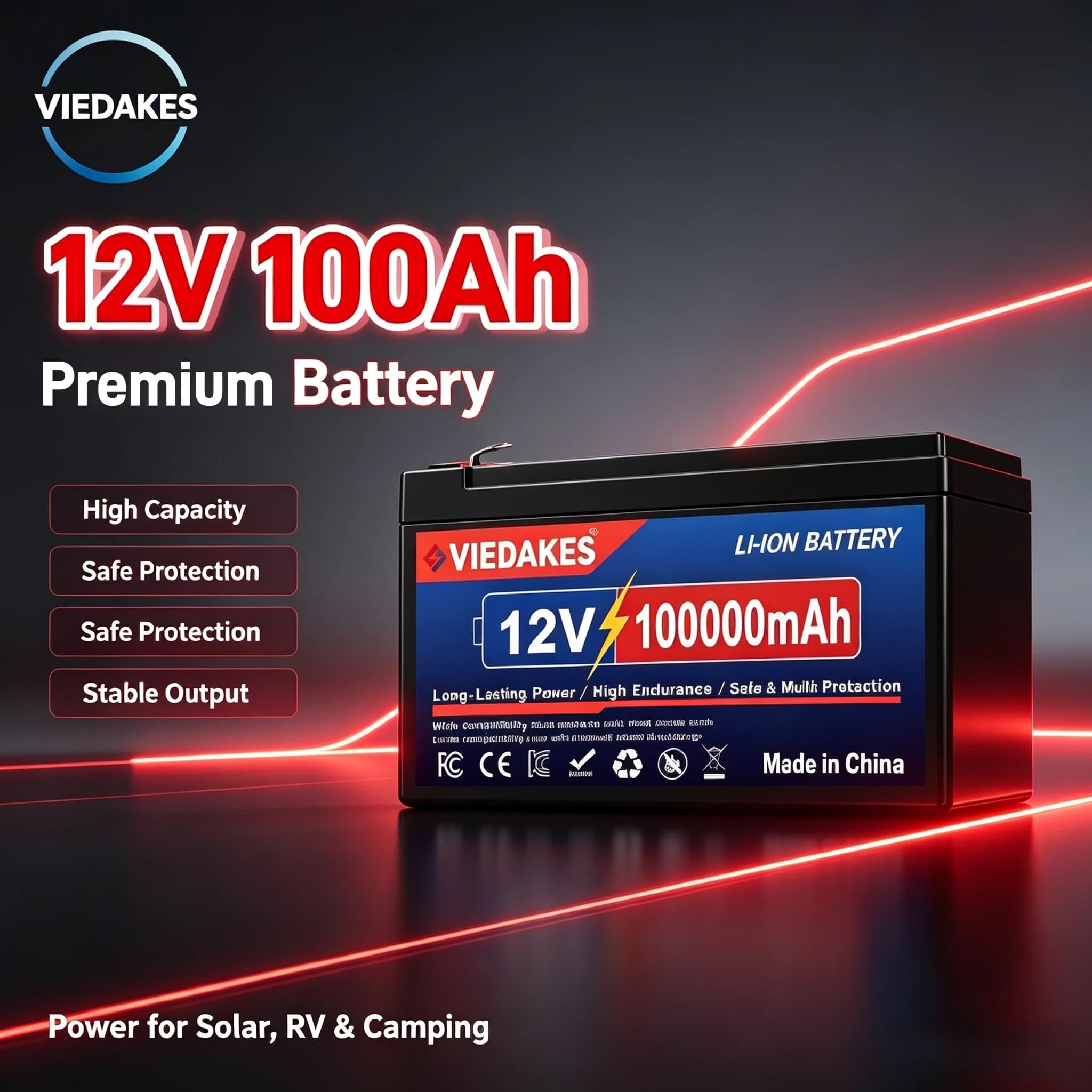 ⚡100Ah 12V Lifepo4 Rechargeable lithium ion Battery, 🔋Grade A spare Cells for Electric Wheelchair Boat Solar Camping🔥