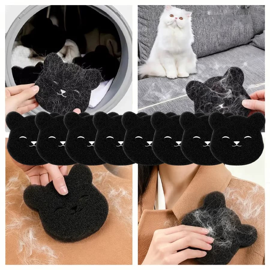 4-8 pezzi di rimozione dei peli degli animali domestici a forma di orso palline da bucato lavatrice raccogli pelucchi vestiti riutilizzabili divano gatto spugna per la pulizia della pelliccia del cane