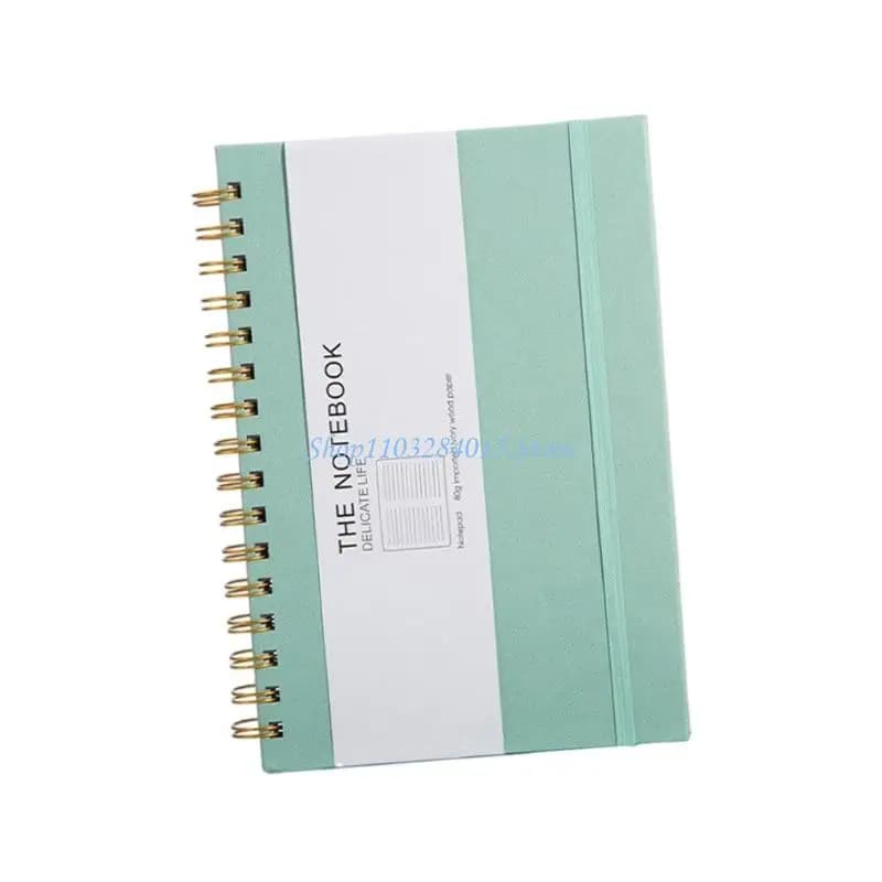 R6FF PU Leather Notebook 200 Pages Lined Twin Coil Binding Journal For Students Adult