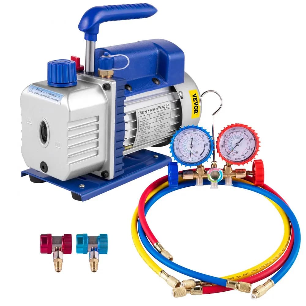 VEVOR Pro Leg Stretcher 220LBS Leg Stretch MachineVacuumPump,1.8-4.8CFMwithGaugesACRefrigerantHVACRefrigeration