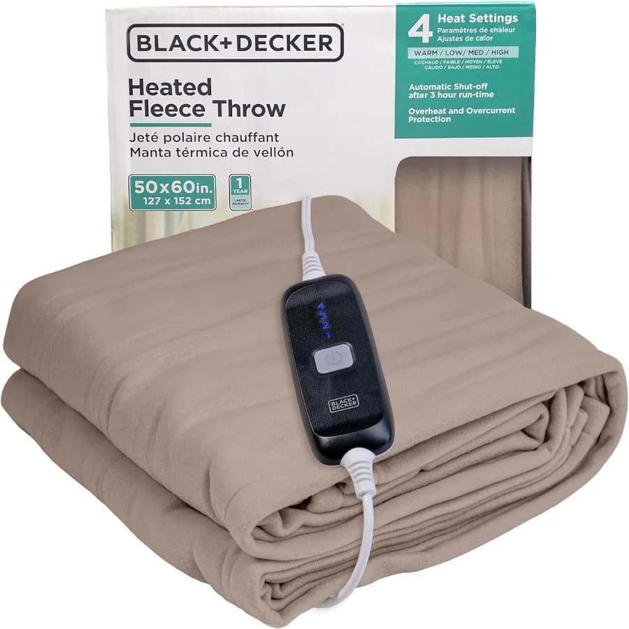 Coperta riscaldata Coperta elettrica in pile Coperta riscaldante elettrica con 4 livelli di riscaldamento Timer 3H Spegnimento automatico Riscaldamento rapido