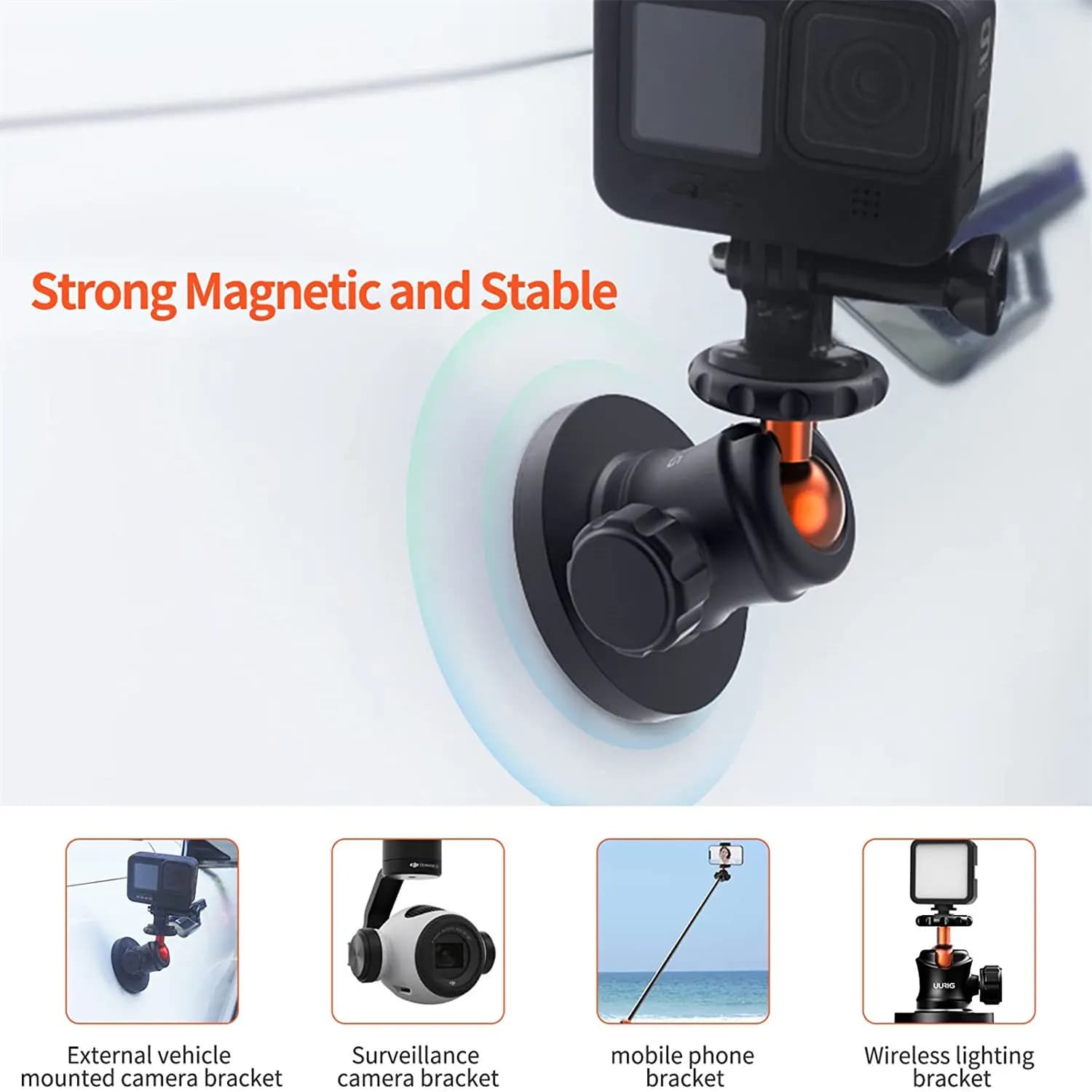 Strong Magnetic Motorcycling Car Suction Support for Gopro Magnet Car Support Base for GoPro Action Camera Accessory 12 11 10 9