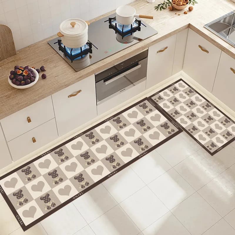Tappeto da cucina alla moda Tappeto Decorazione per la casa Segno Scacchiera Modello a cuore Tappetini durevoli per la decorazione della cucina Tappeti per camera da letto