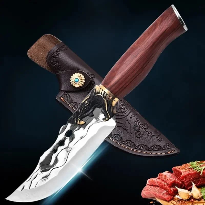 Coltello da cucina forgiato Coltello per disossare Coltello da macellaio Coltello da chef ultra affilato Coltello per mannaia per carne forgiata Strumenti per cuoco BBQ