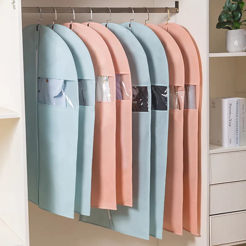 Borsa per indumenti con copertura antipolvere per vestiti impermeabili con ‌ Finestra trasparente, contenitore antirughe per abiti/vestiti (lavabile multi-dimensione)