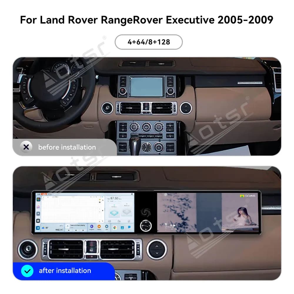 For Land Rover RangeRover Executive 2005-2009 Android 13 OS 12.3" HD Dual Screen GPS Navi Radio Car Multimedia Player Head Unit