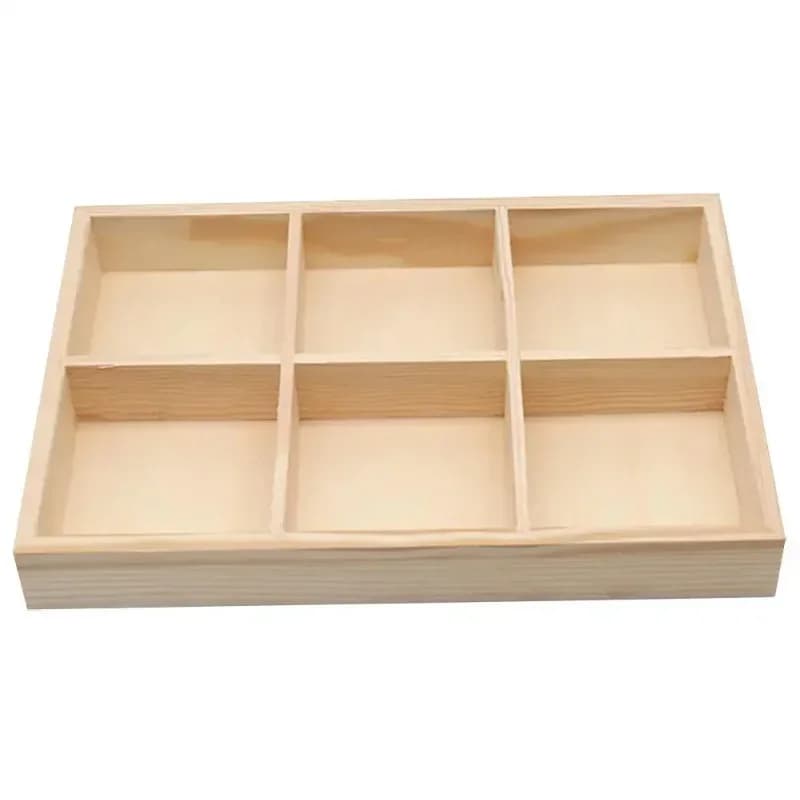 Scatola portaoggetti in legno a 6 scomparti, porta pastelli artistici per piccoli articoli da cucito, custodia per organizzazione da scrivania e artigianato
