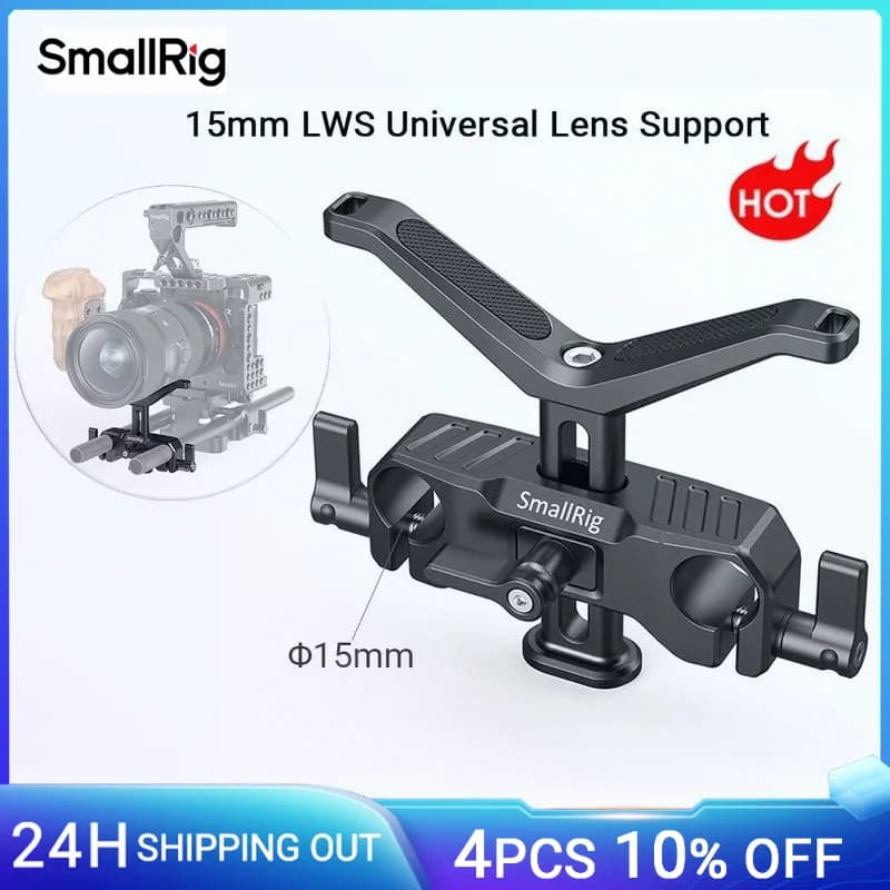 SmallRig 15mm LWS Supporto per obiettivo universale con morsetto per asta da 15mm per obiettivo della fotocamera Staffa a forma di Y Supporto per obiettivo -2680