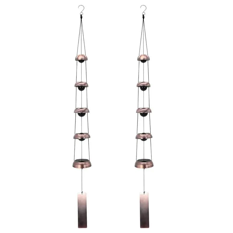 TFTP-2X Bell Wind Chimes Temple Wind Bell With 5 Bells,Feng Shui Wind Chime For Home Yard Decoration Memorial Wind Chime