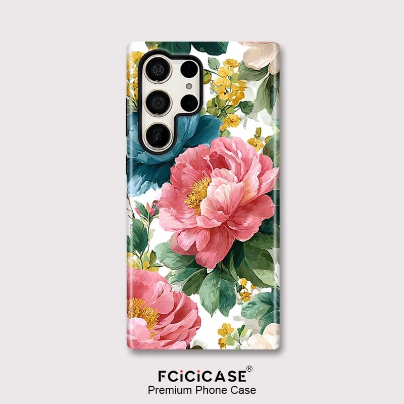 Fcicicase PC TPU Custodia per telefono a doppio strato per Samsung Galaxy S25 Ultra S24 Plus S23 + S20 FE A56 A26 A36 A16 5G Stampa floreale Capa