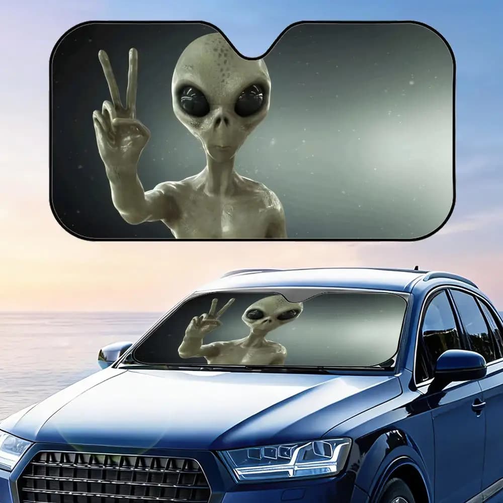 Alien Abduction Sun Visor Foldable Car Windshield Sun Shade UV Protection Reflective Heat Insulation Reusable Cover