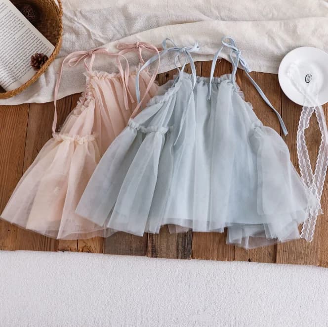 Nuovo vestito estivo da bambina in rete solida, vestito da principessa per bambini appena nati 0-3T