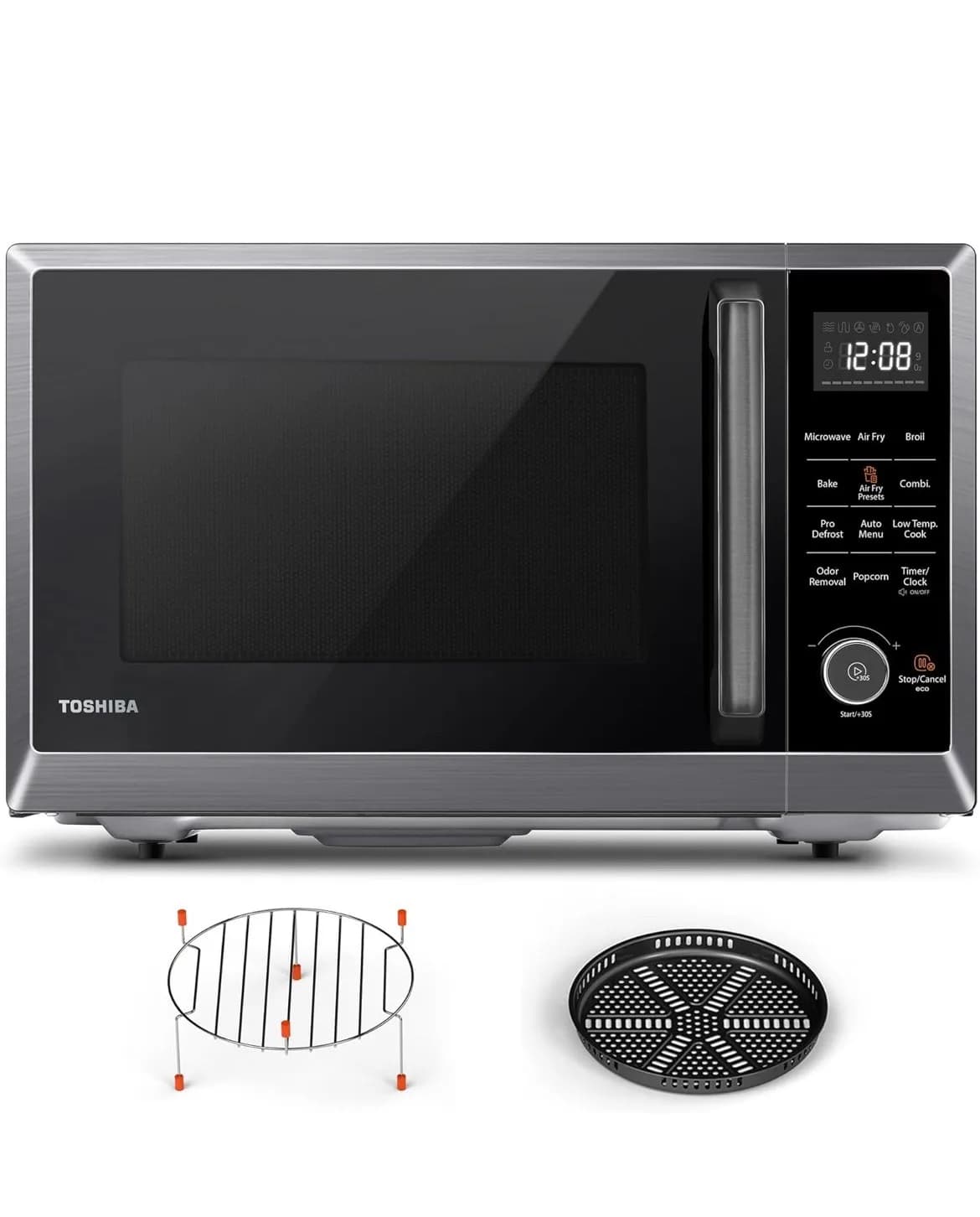 Forno a Microonde da Banco 8-in-1 con Funzione Friggitrice ad Aria, Convezione, Griglia e Eliminazione degli Odori