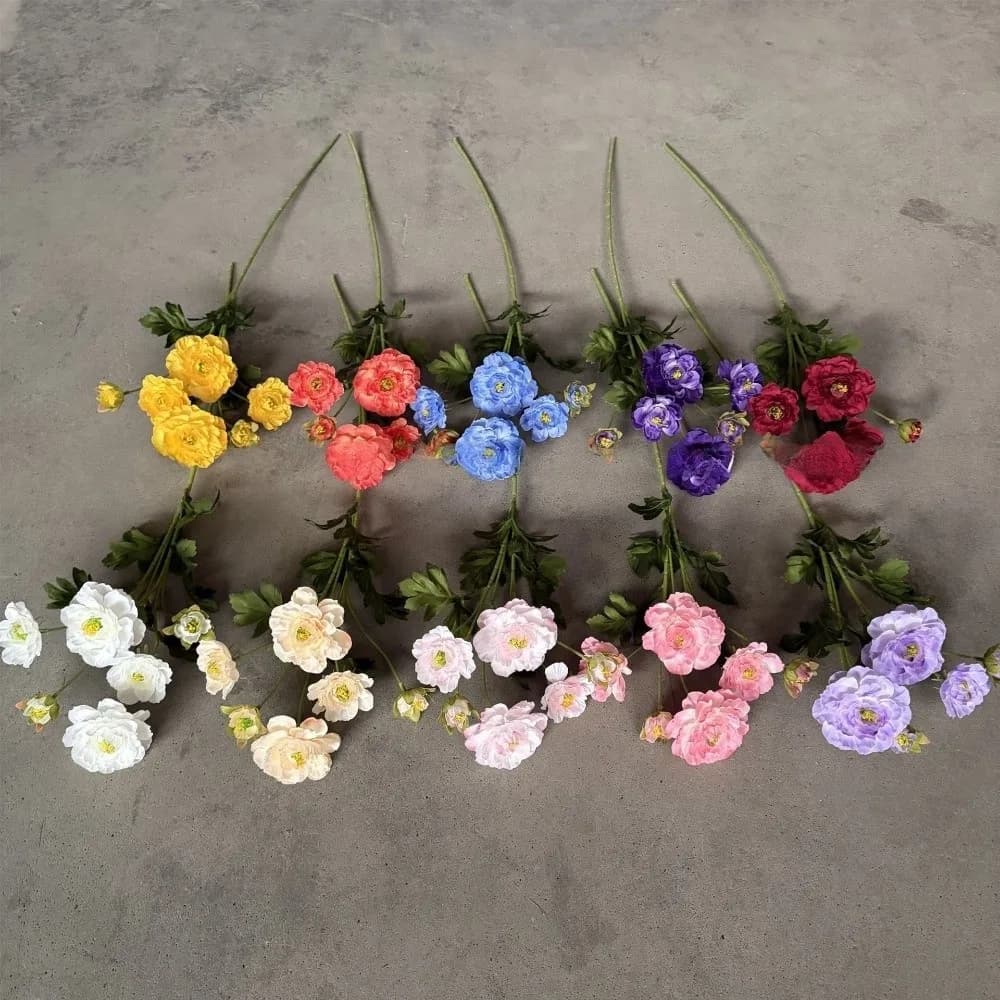 New Artificial Flower with 6 Heads of Peony, Long Stee Silk Flower with Bowls, Decorative Artificial Plants for Home Furniture