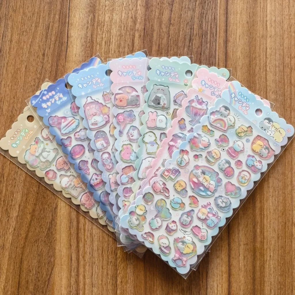 4 Fogli di Adesivi Animali Lucidi e Carini, Impermeabili, Decorativi per Scrapbook, Quaderni, Cancelleria, Adesivi Dorati per Ricordi