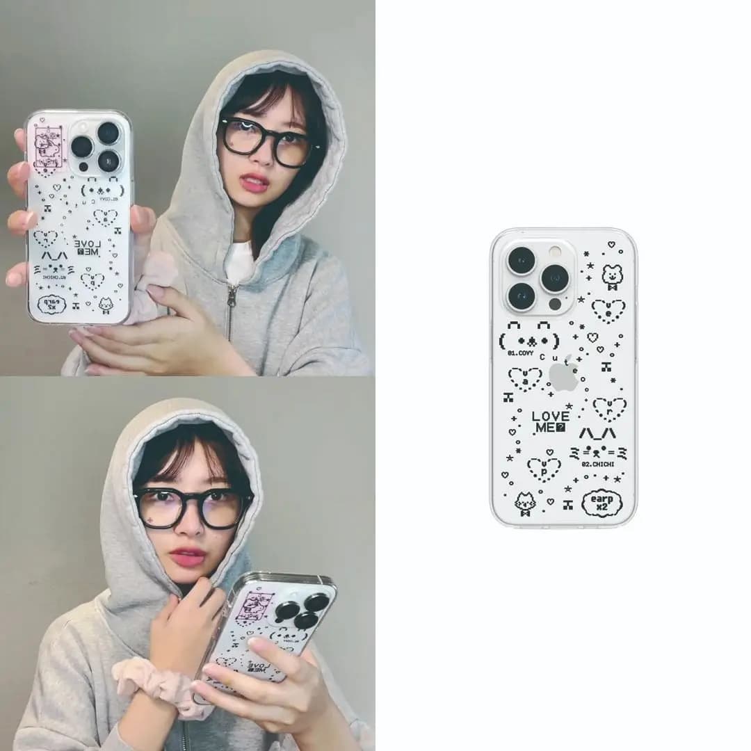 Nero Bianco Love Bear Coreano Ins Custodia per telefono versatile alla moda per iPhone 16 15 14 13 12 11 Pro XR X Max 7 8 Plus Mini Y2K Cover