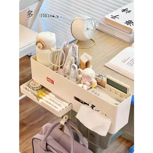 Organizer da Scrivania, Portapenne Sospeso, Scaffale Laterale per Libri, Strumento di Organizzazione per Scrivania Studenti, Soluzione di Archiviazione in Plastica