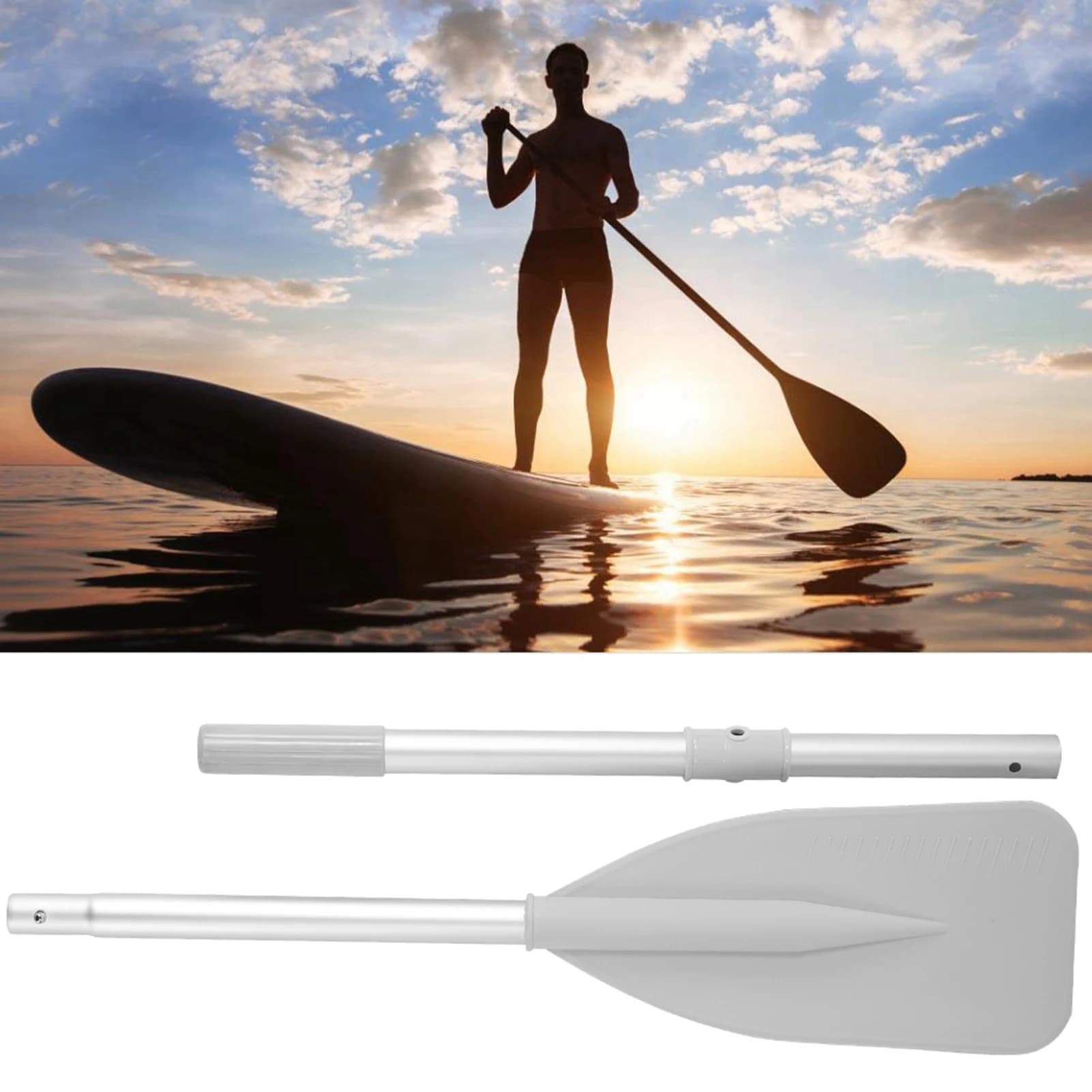 Pagaia per kayak a doppia testa in lega di alluminio, 2 pezzi, adatta per canoe, kayak e paddleboard, accessori per pagaie