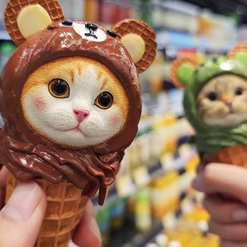 Prevendita in scala 1/6 adorabile cono gelato simulazione gatto modello animale fatto a mano adatto collezione regalo ornamento desktop