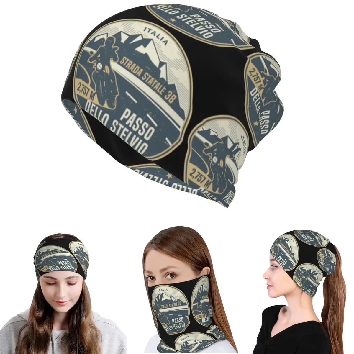 Stelvio Pass, Italia Bandana, copricollo, maschera, sciarpa, passamontagna multiuso, berretto, cappello, unisex, per adulti, per tutte le stagioni