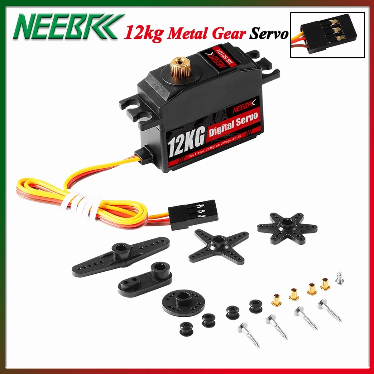 NEEBRC 12KG Metal Gear Servo impermeabile per 1/10 1/12 RC Car Crawler Monster Elicottero Aereo Aereo TRX4 WPL MN86 MN128