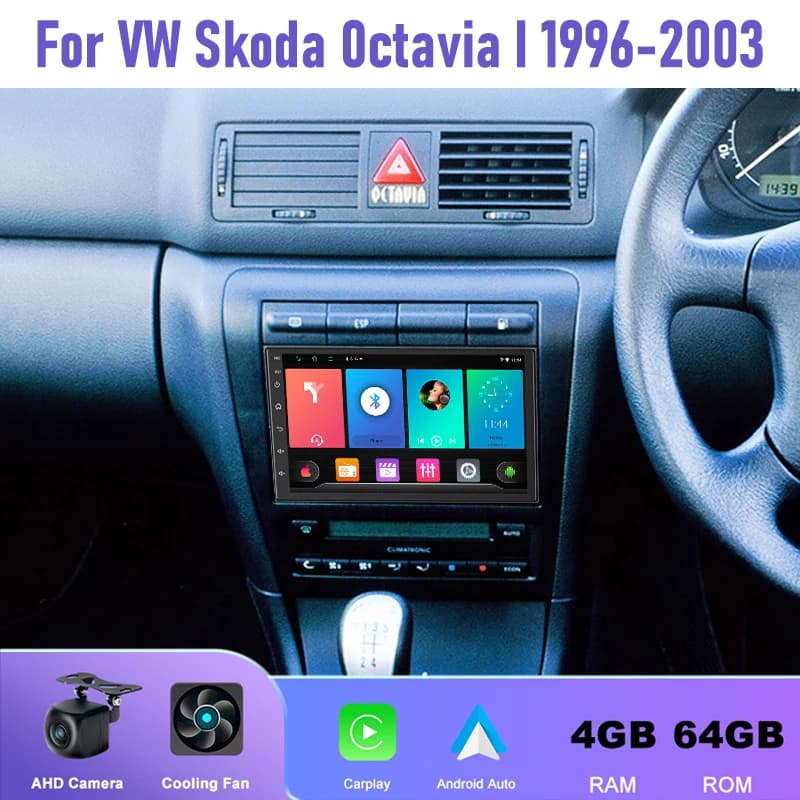 7'' 4+64GB For VW Skoda 0ctavia I 1996-2003 Car Radio Android 15 Auto Support Wireless Apple Carplay Steering Wheel Control
