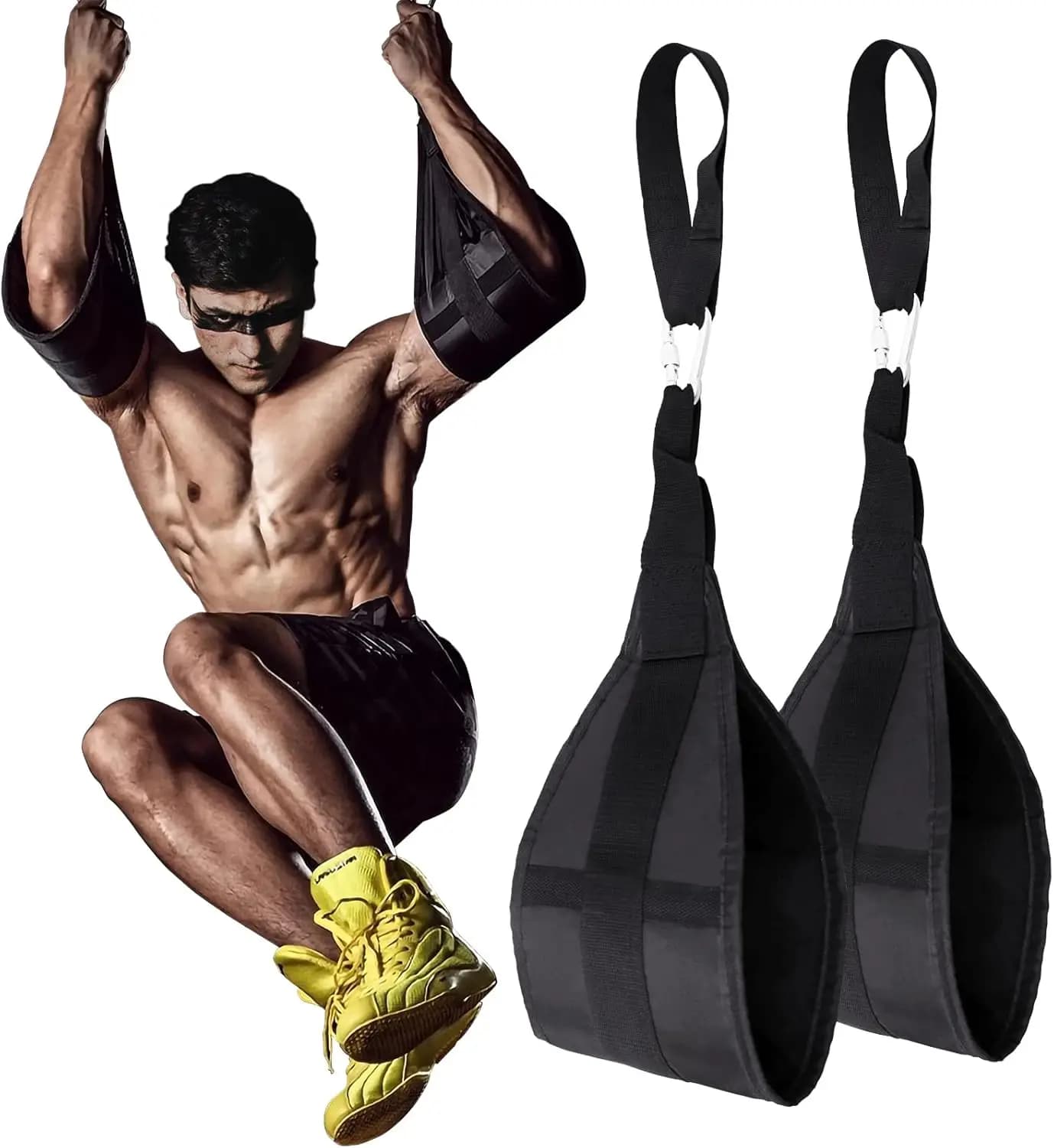Hanging Ab Straps for Pull Up Bar: Core Workout Sling for Knee & Leg Raises, 300 lbs Capacity